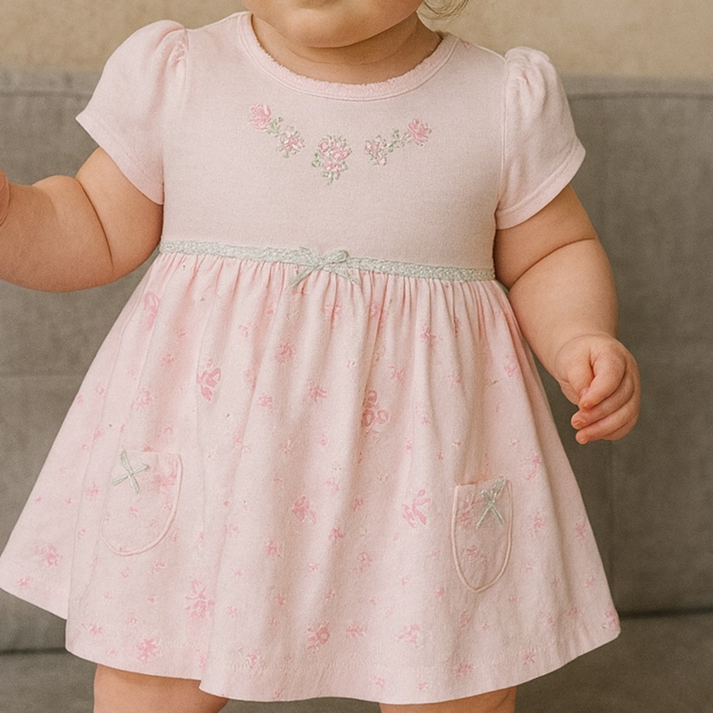 Little Me Pink Floral Baby Dress Size 9 Months